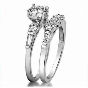 WEDDING RING SET | Sterling Silver, 14k gold plated, Sz 8